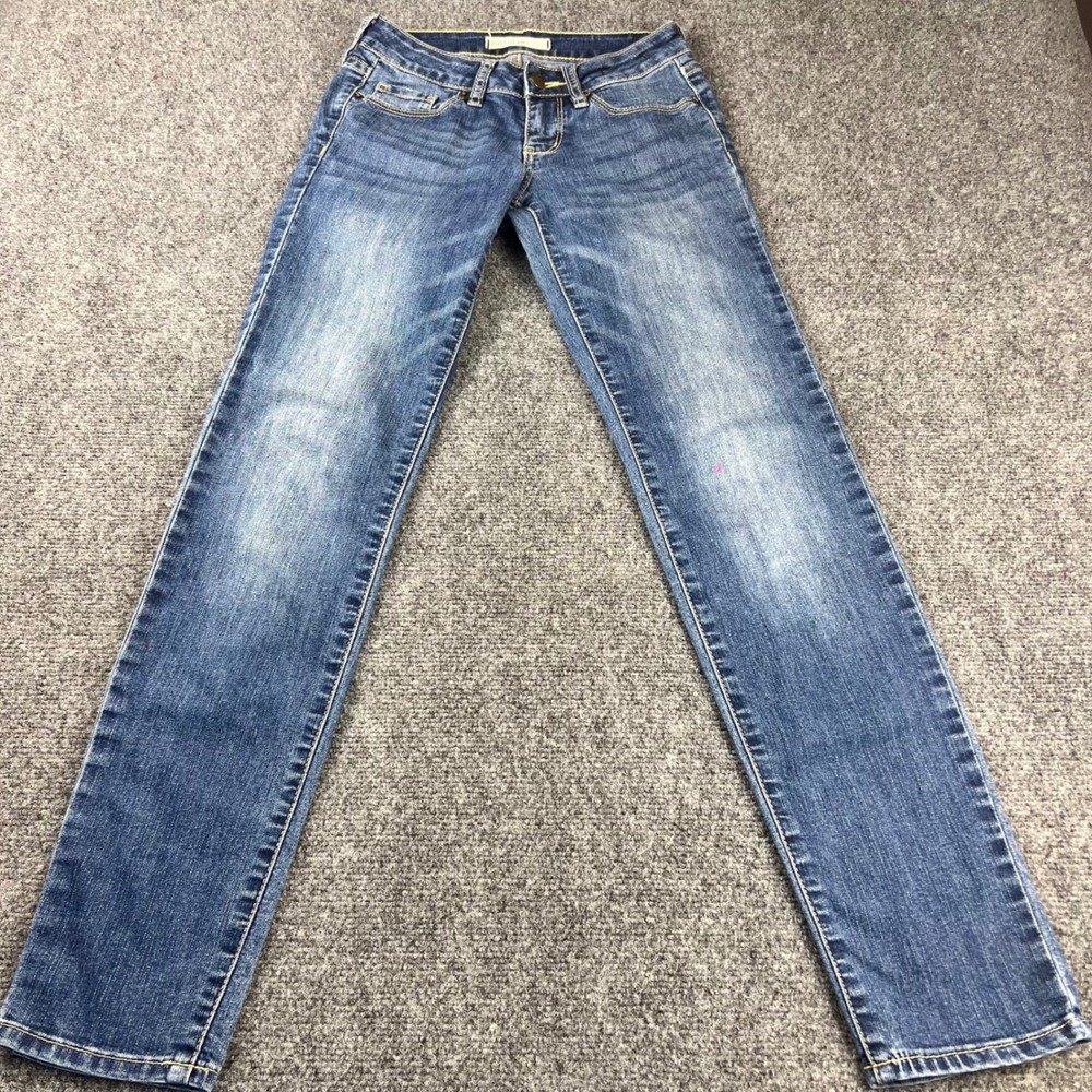 Bullhead Black Skinny Jeans Womens 0 Medium Wash Blue Low Rise Denim 860BT118112